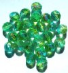 25 10mm Faceted Crystal Lime Turquoise AB Beads